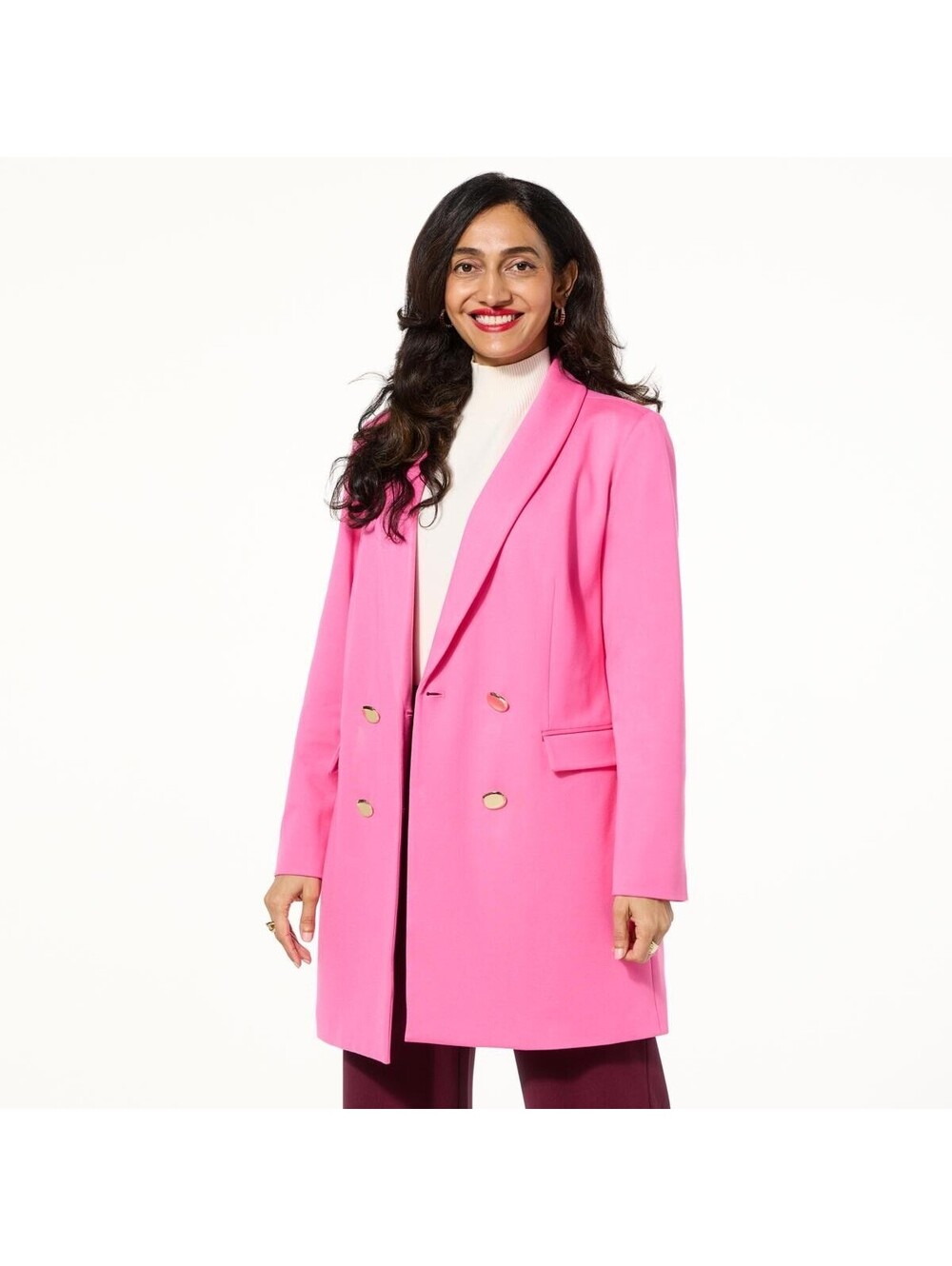 Colleen Lopez Double Breasted Ponte Knit Blazer Size M
